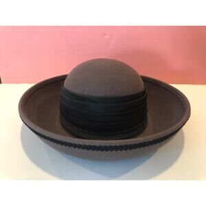 GEORGEORGE W BOLLMAN 100% WOOL BROWN HAT W/BLACK TRIM "EXCELLO" MADE IN USA